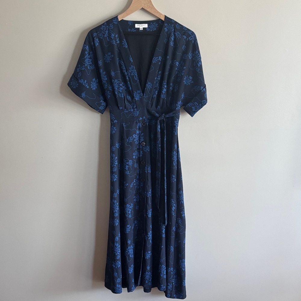 Equipment Femme • Navy Floral Midi Dress